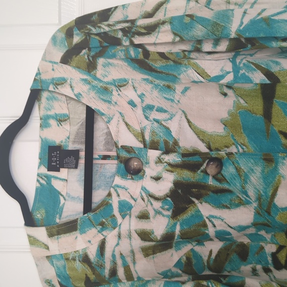 R.Q.T. Floral Button-Up, Linen Blend, 3/4 Sleeves Blazer/Jacket PXL - Picture 2 of 12